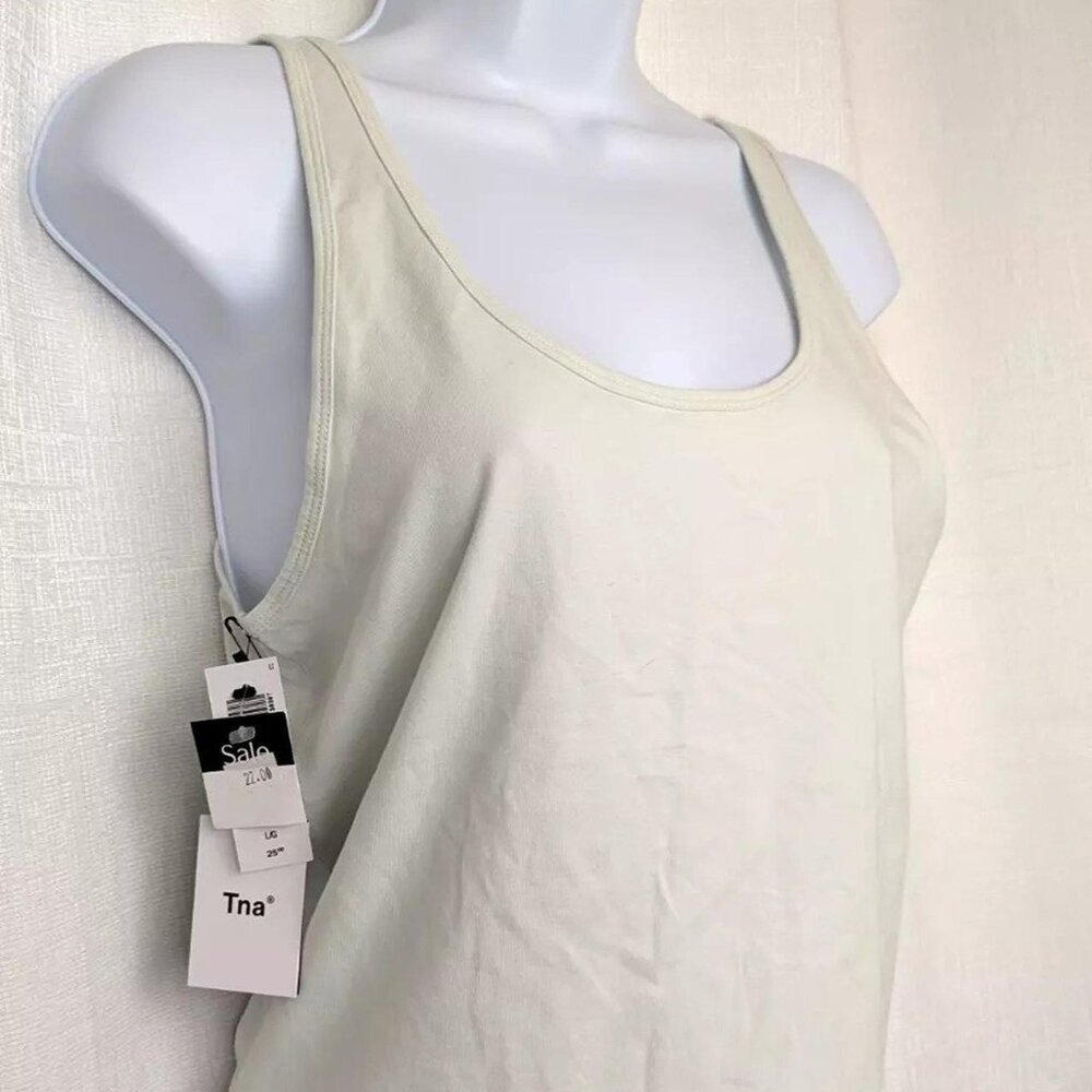 Aritzia Tna Sz Large Bergman Crew Crop Tank Murmer Gray Basic Layer NWT